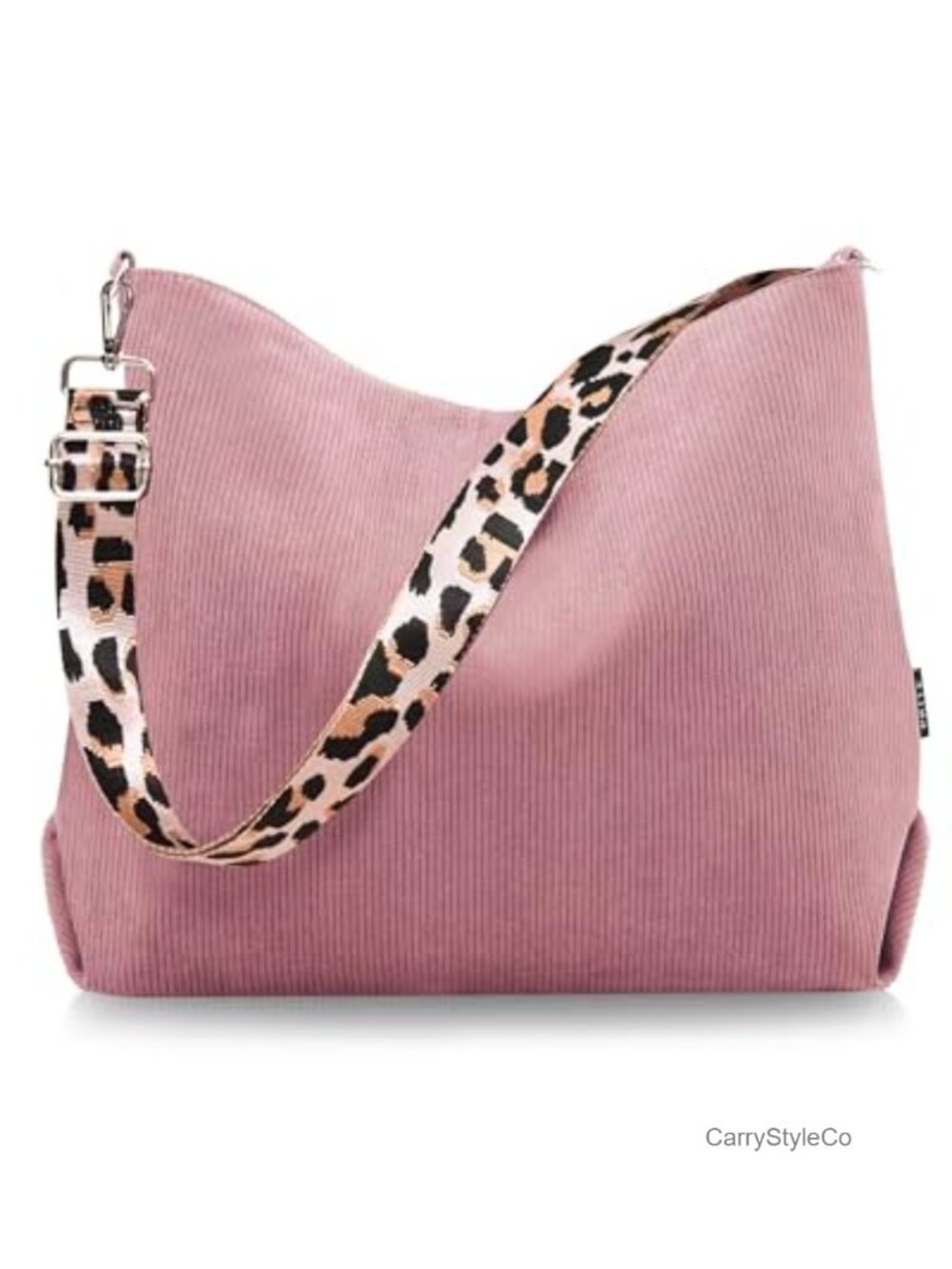 Corduroy Tote Bag with Zipper Adjustable Strap Crossbody Shoulder Bag